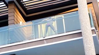 Caught Public Sex: She Caught me when I Spy her Riding a Big Dildo and Squirting in Balcony #1