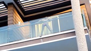 Caught Public Sex: She Caught me when I Spy her Riding a Big Dildo and Squirting in Balcony #3