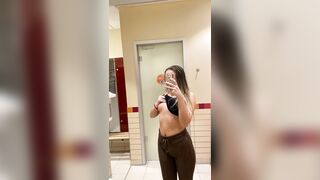 Caught Public Sex: i am pretty sure someone caught me playing with my titties in this locker room... #4