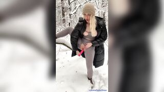 Caught Public Sex: I have a special suit for winter outdoor masturbation, I hope I'll be fucked in it too♥️♥️ #3