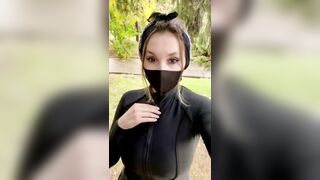 Caught Public Sex: stranger caught she flashing tits in the public park #4