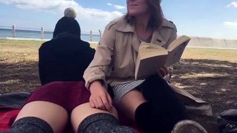 Two friends enjoying the park