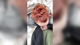 Risky Situations: Sucking some cock out in the snow #1