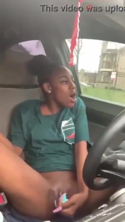Naughty girl almost caught in her car