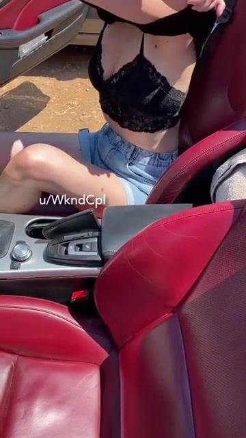 Exposing my tits with people around. It was just too hot!