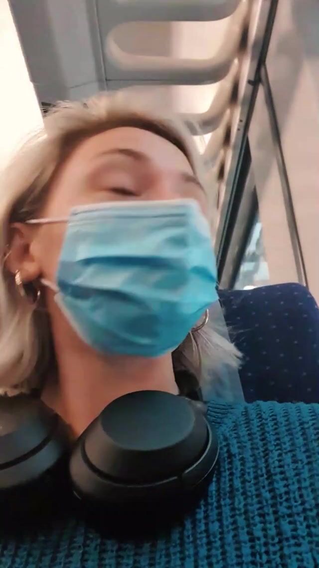 Stockings and no undies in the train, little flash for you.