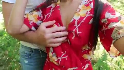 He likes to expose my tits in public ????