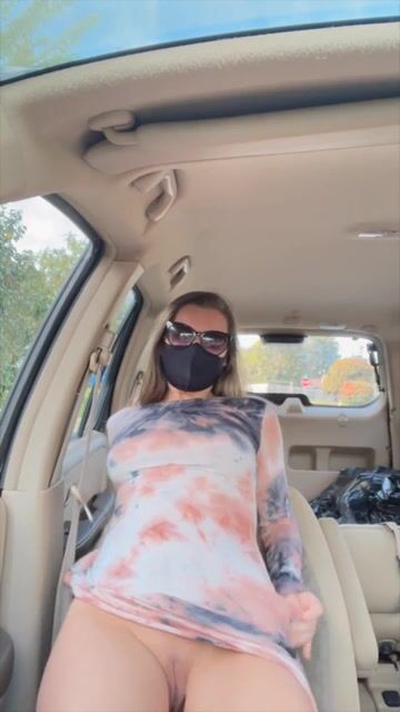Changing my dress in the car, but giving the neighbors a little show too ????