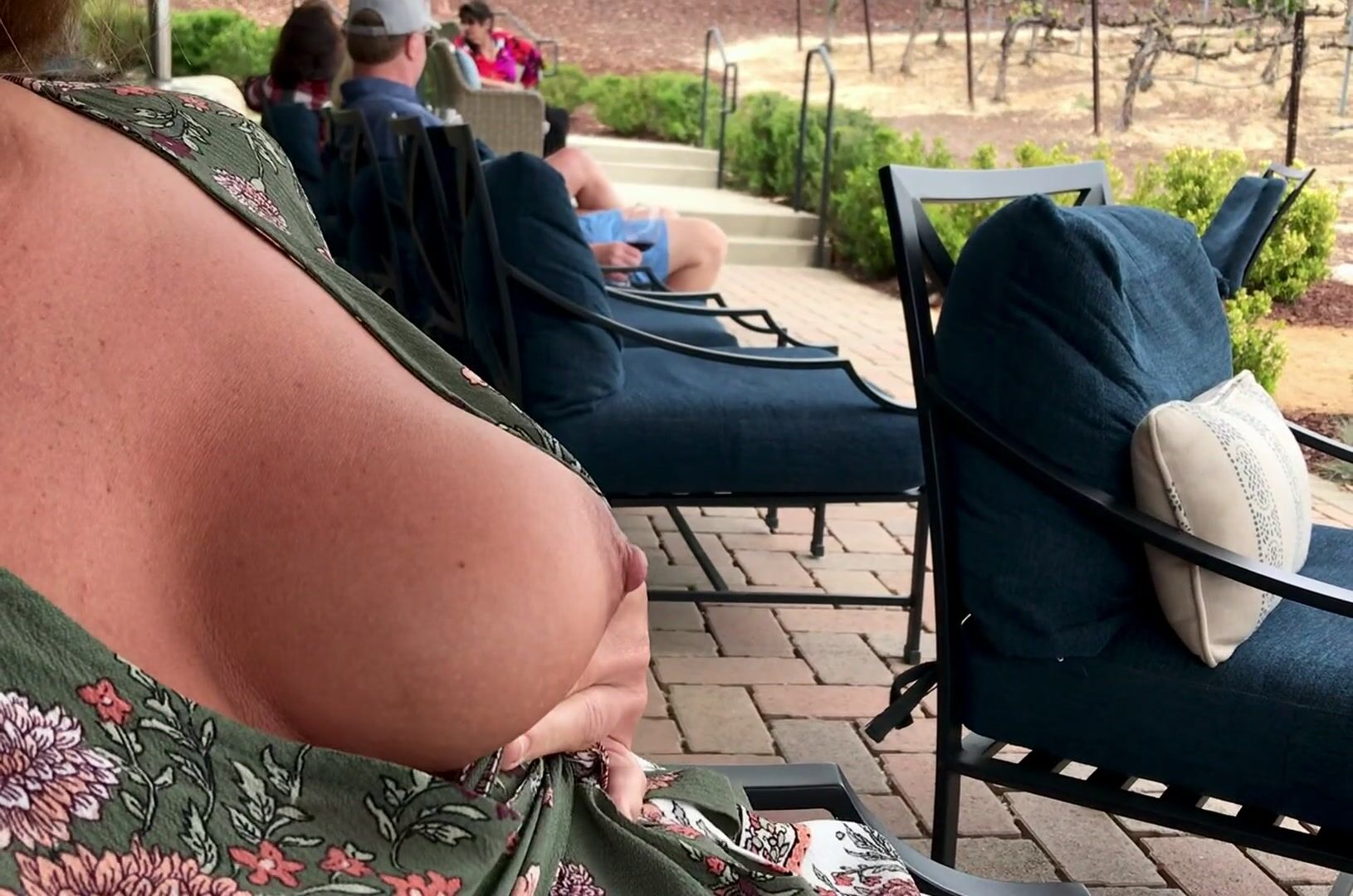 Playing with the girls at a winery.