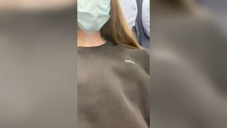 The woman next to me smirked at me when she left the train. Probably liked my boobies ????