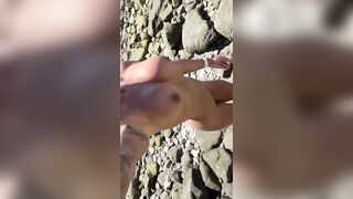 Risky Situations: Fully Naked on the nude beach , moments before getting fucked bent over a big rock #2