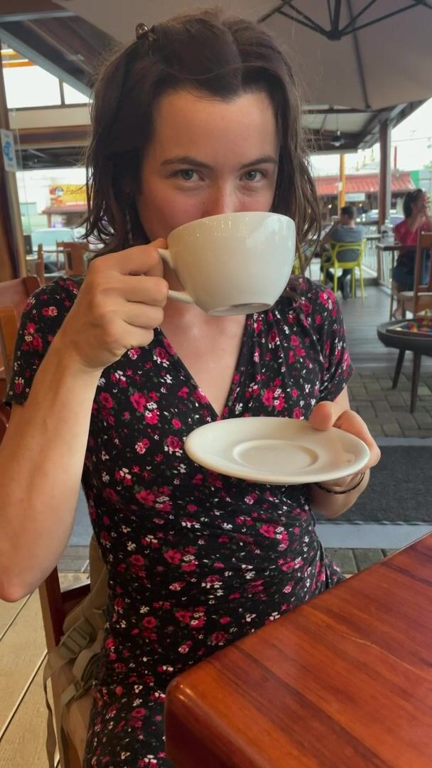 Good Coffee puts me in a Very Good Mood at this Crowded Cafe
