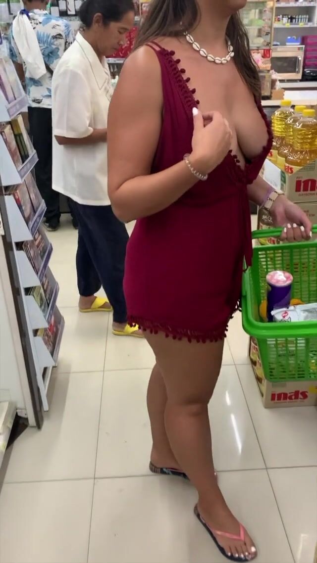 Getting my titty out in the middle of the store