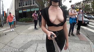 Public Nudity: Skimpy top at a busy crosswalk! #4