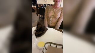 Public Nudity: Sheer and braless top at the dinner date #2