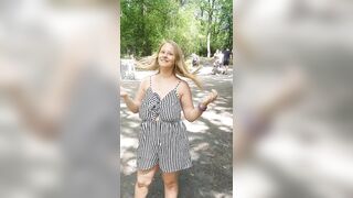 It's still a challenge. Showing boobs in such a crowded park. Kisses