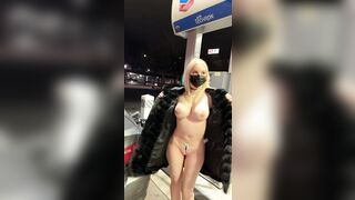 Public Nudity: Tempting you with my tits at the gas station #1