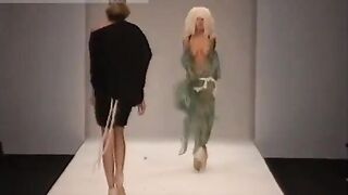 Runway Nudity: Mop-headed Young Woman Shocks Audience with her Bare Tits #2