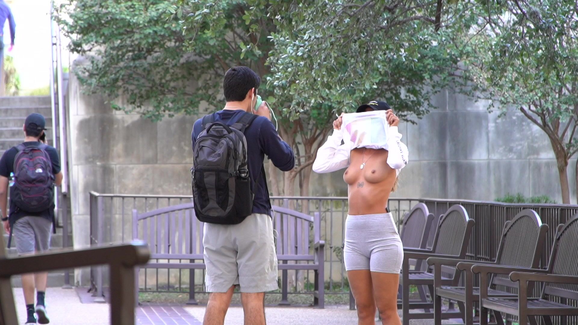 Asking college boys to take pictures of my boobs!