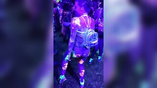 Festival and Rave Girls: Wearing nothing but UV paint! #3