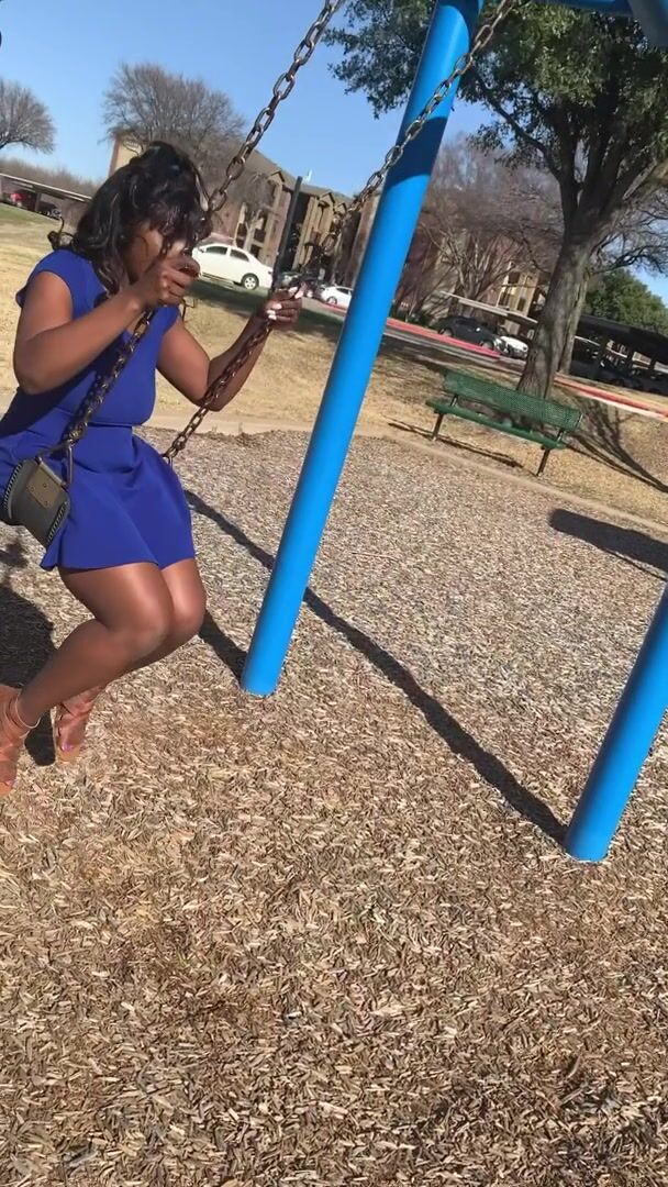 Having so much fun on the swings!
