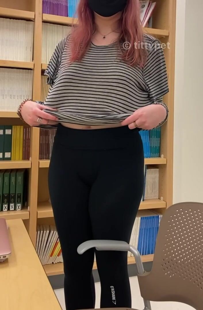 bouncing my tits in the university library..