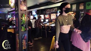 Getting Naked in Public: Tits out skee-ball! Did I cut this top too short? #4