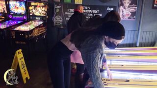 Getting Naked in Public: Tits out skee-ball! Did I cut this top too short? #3