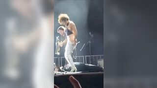 Naked on Stage: Sophia Urista pissing on a fan on stage #2