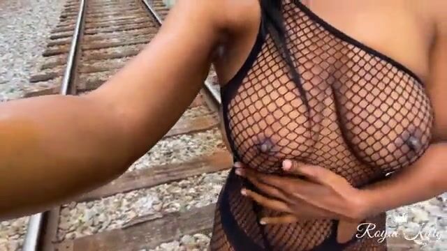 Fucking my pussy on the train tracks!
