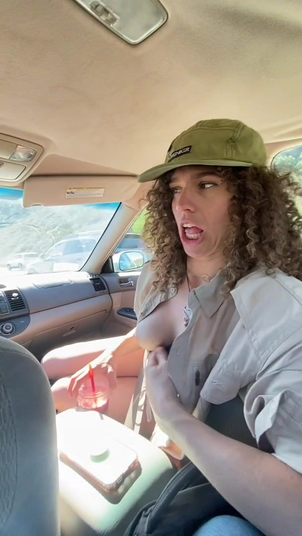 Sneaky titties get peaky in the Uber. Tits or tips?